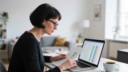Vrouw analyseert spreadsheet