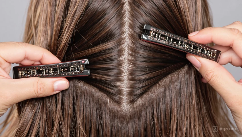 Haarclips fixeren verschillende secties haar.