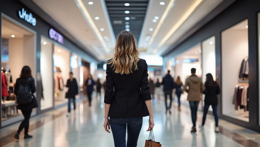Persoon vermijdt winkelcentrum.