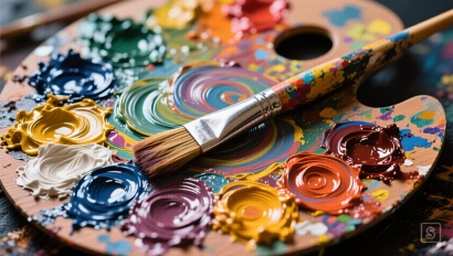 Palet met gemengde verf