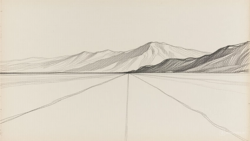 Horizonlijn en bergen schetsen