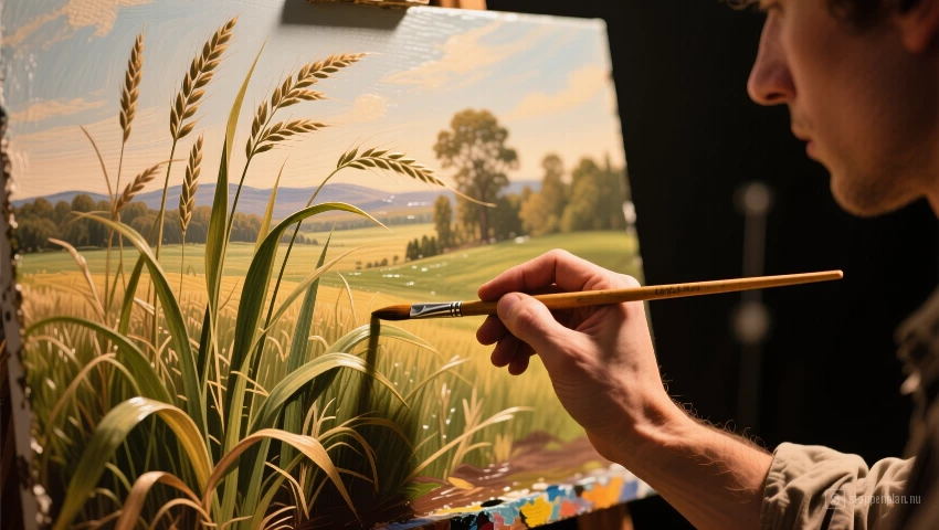 Detailed blades of grass painting