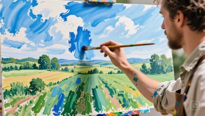 Lucht en velden in eerste verflagen