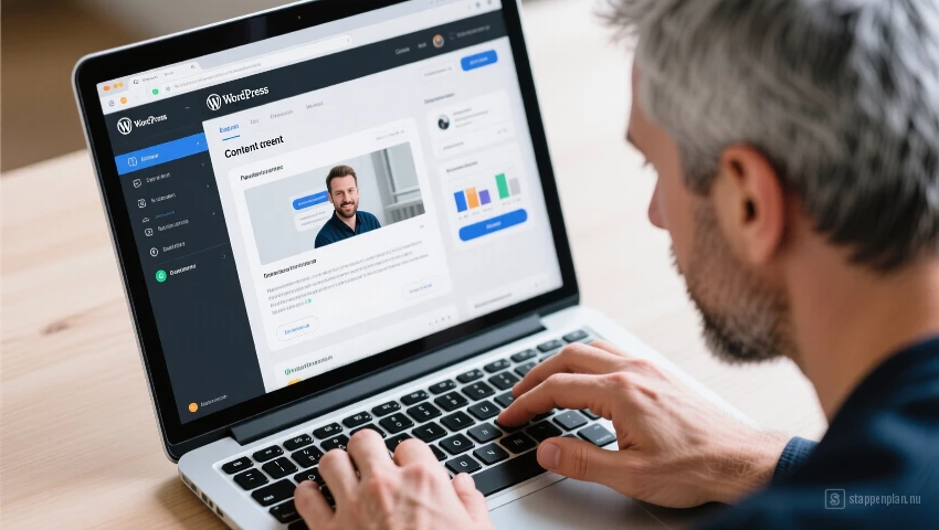 Laptop met WordPress dashboard.