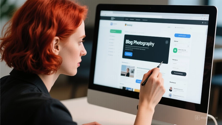 Persoon bewerkt blogpost.