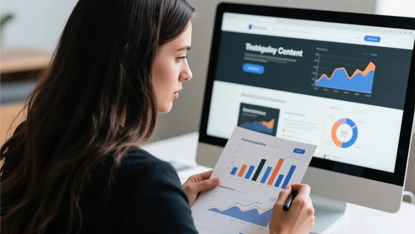 Persoon bekijkt website analytics.