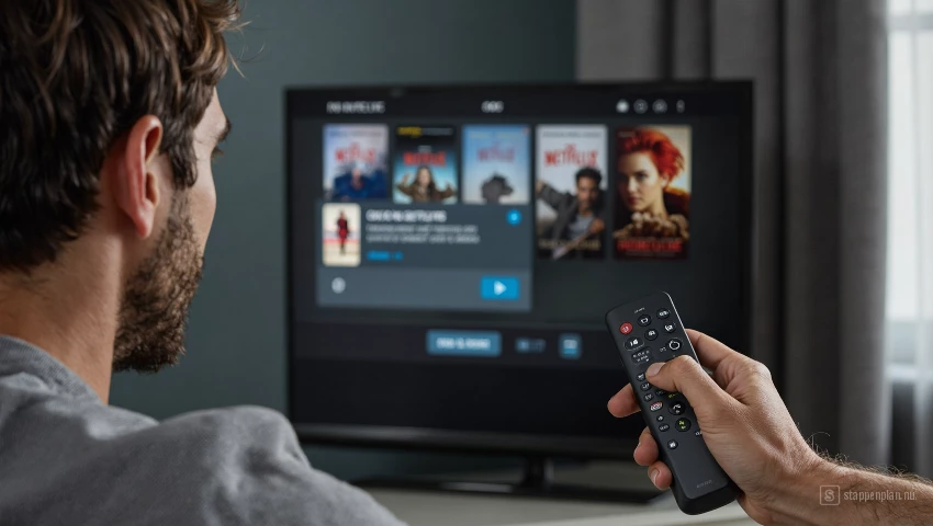 Man voegt film toe aan watchlist met remote