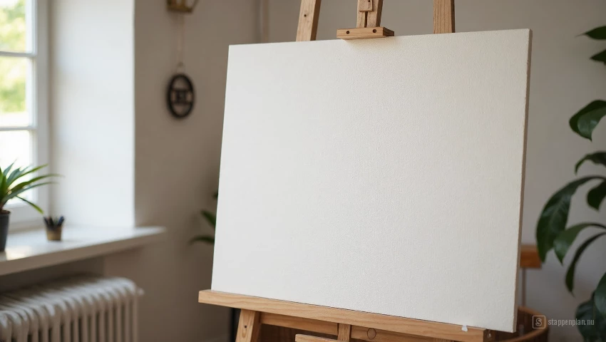 Stretched canvas op een ezel