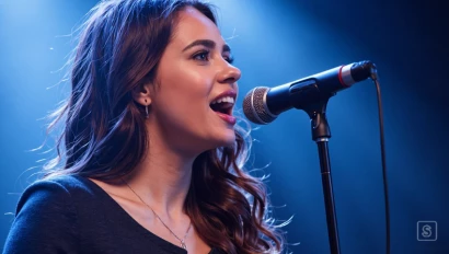 Zanger op het podium met emotionele expressie