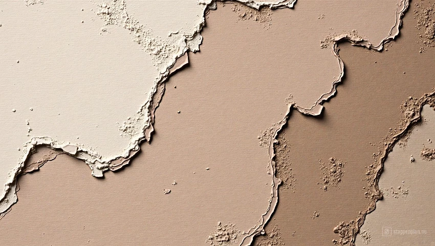 Close-up van een canvas met gedeeltelijk aangebrachte huidtinten.