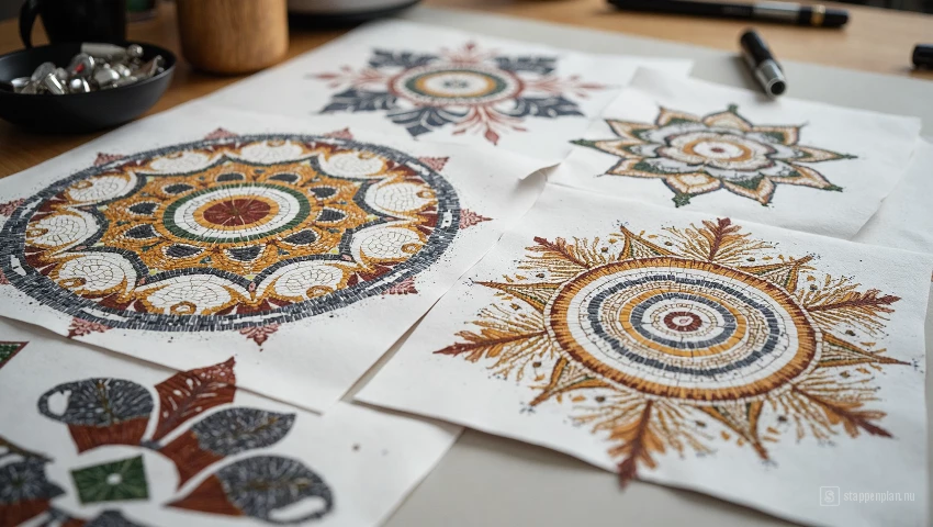 Mozaïek ontwerp schetsen