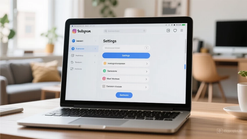Instagram instellingen menu op een laptop.