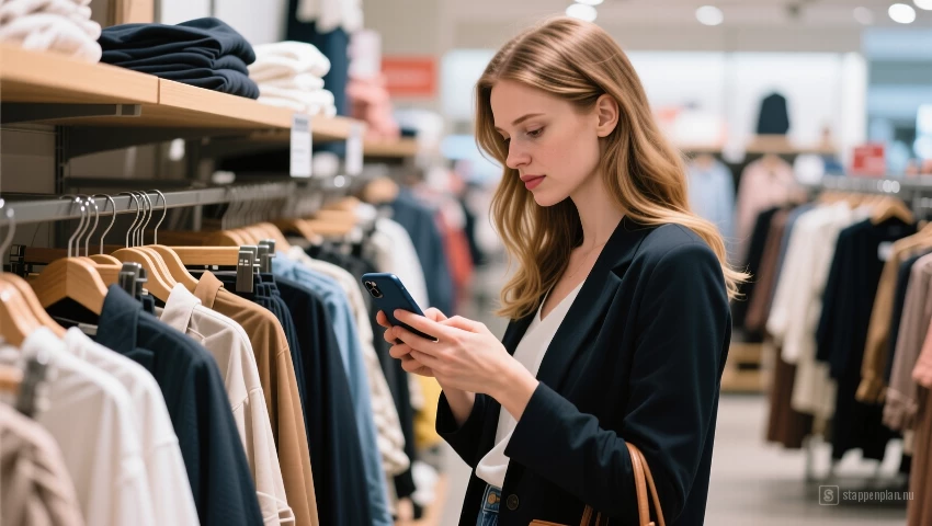 Vrouw die kleding koopt