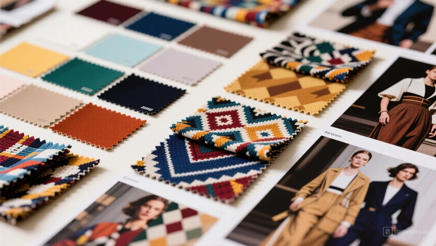 Close-up van een moodboard met patronen