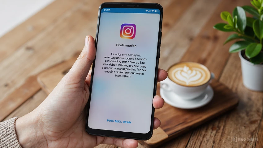 Instagram scherm met een bevestigingsbericht om de verwijdering van het account te bevestigen.