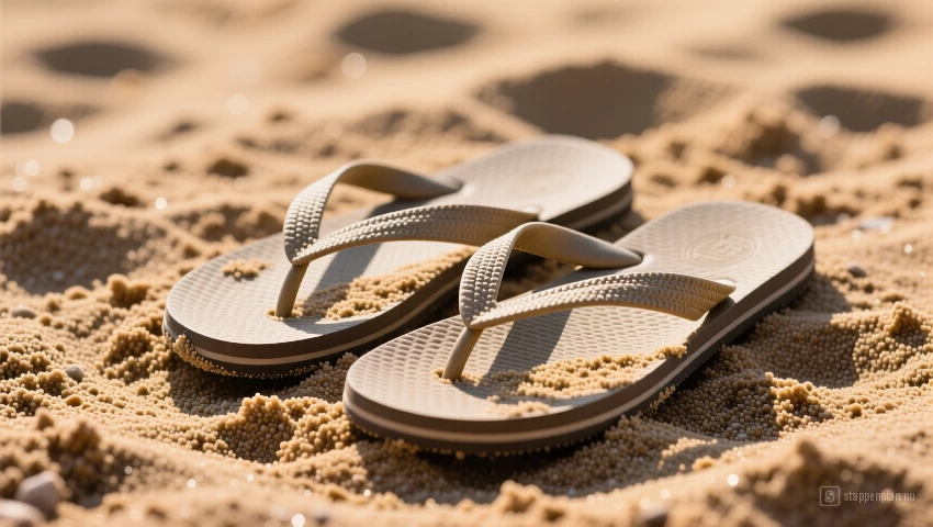 Eenvoudige slippers in het warme zand