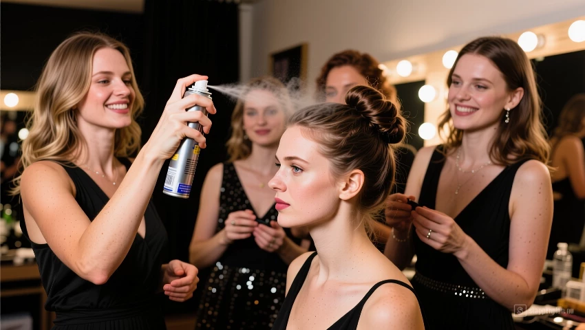Vrouwen maken zich klaar voor een feest.