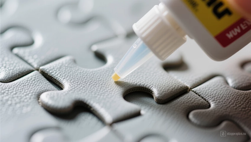Macro foto van lijm op puzzelstuk.