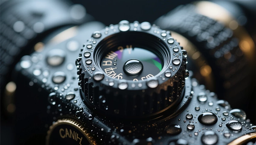 Macro focusknop met waterdruppels