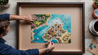 Luchtaanzicht van puzzel in frame.
