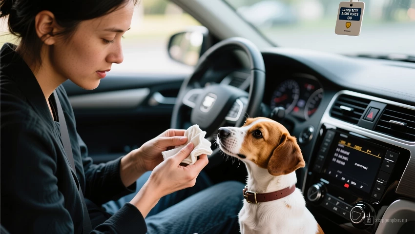 Persoon houdt geurdoekje bij hond.