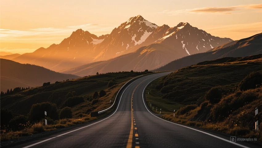 Weg leidt naar bergen.