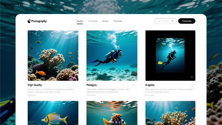 Een website met een galerij van onderwaterfoto's.