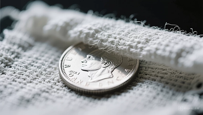 Macro foto van het afdrogen van een munt.