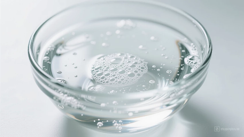 Kom met zeepoplossing en gedestilleerd water.