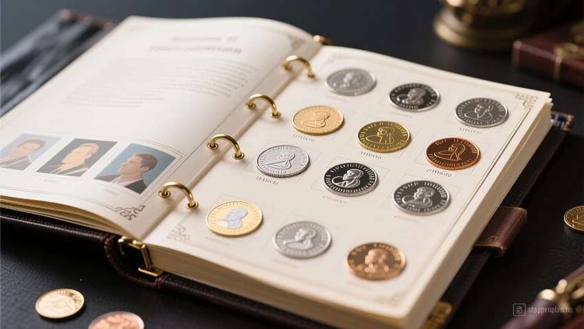 Digitale illustratie van een goed onderhouden muntenalbum.