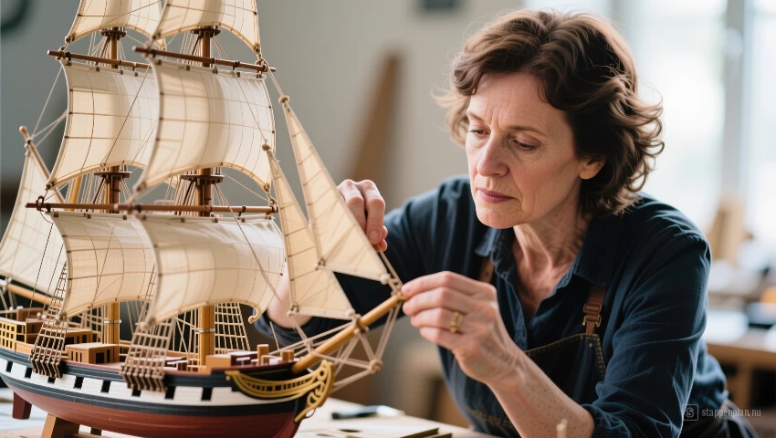 Vrouw van West-Europese afkomst bevestigt de zeilen.