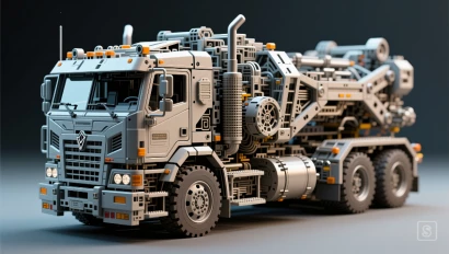 3D render van een gedetailleerd modelvoertuig.