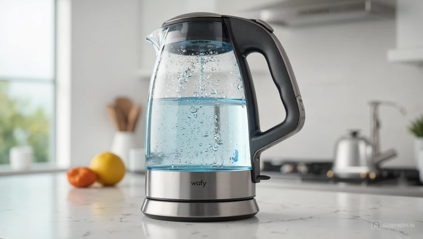 Waterkoker gevuld met gefilterd water.