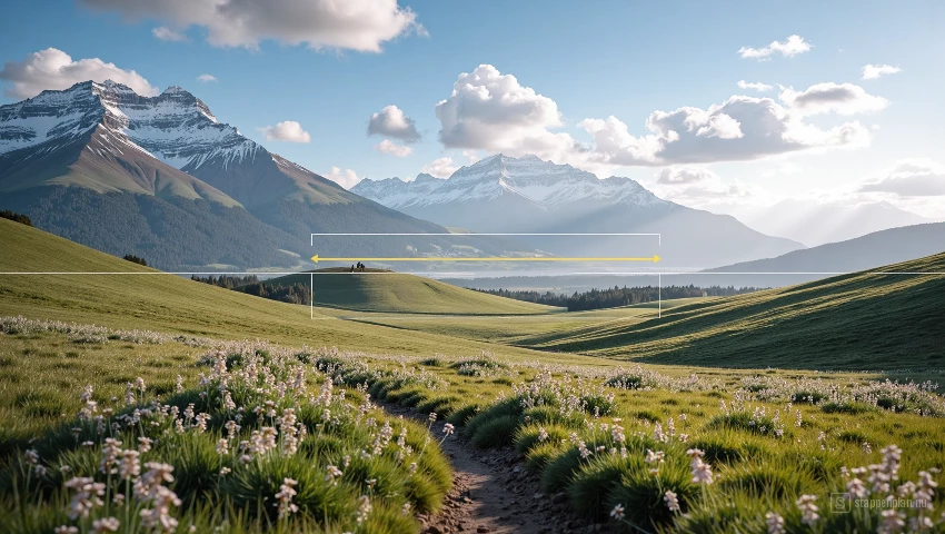 Landschap met focuslijnen.