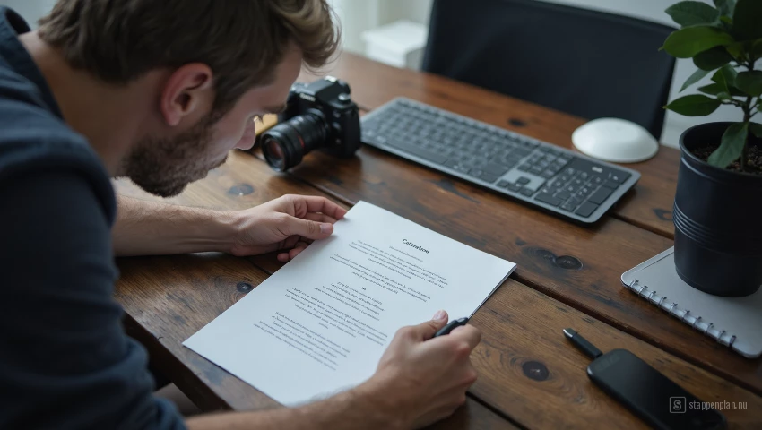 Fotograaf leest de wedstrijdregels.