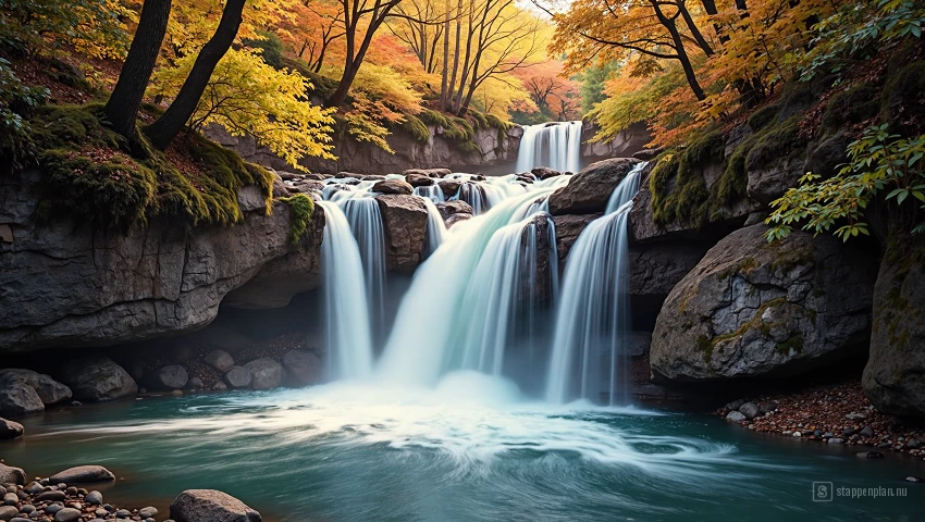 Waterval met levendige kleuren en hoog contrast.