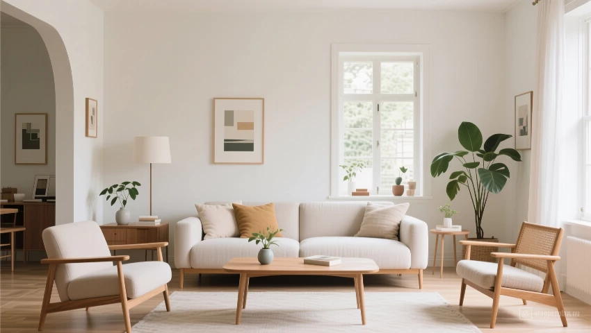 Lichte woonkamer, lifestyle foto.