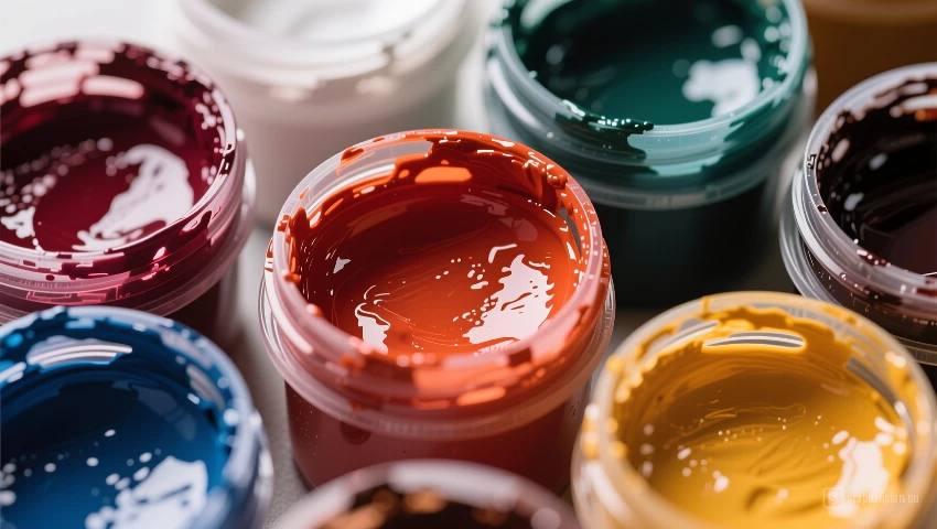 Dichtbij van verschillende tinten acrylverf.