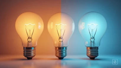 3D render van lichtbol met warm en koel licht