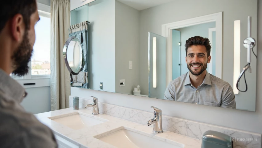 Badkamerspiegel met heldere verlichting