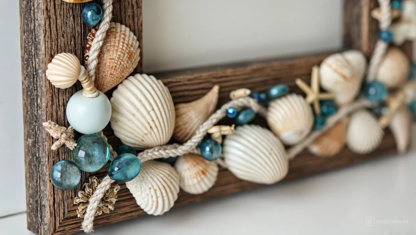 Detailopname van een versierde fotolijst.