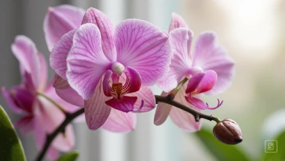 Macro shot van bloeiende orchidee.