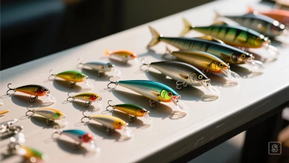 Vergelijking van verschillende maten lures.