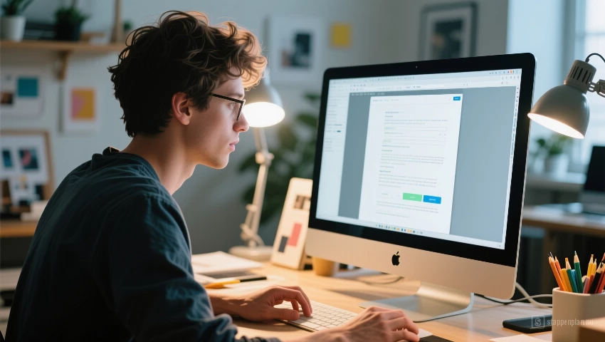 Persoon bewerkt een document op een computerscherm.