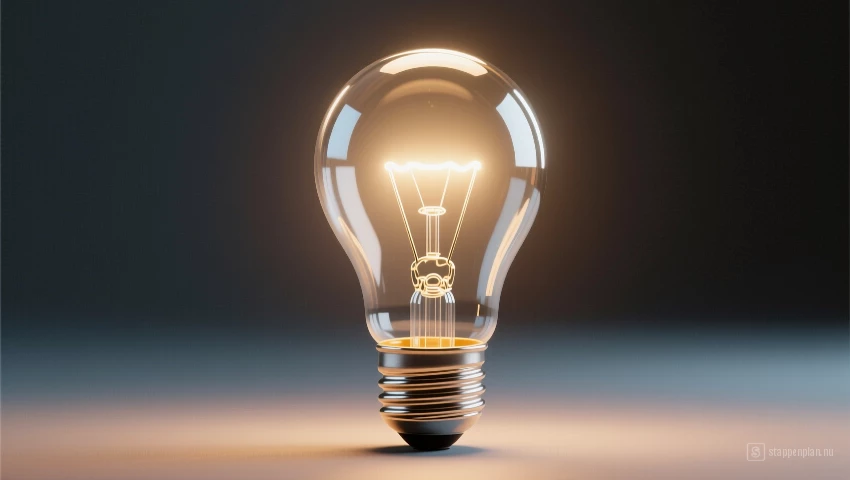3D render van een gloeiende gloeilamp.