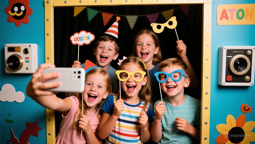 Leuke fotohokje met thema accessoires, kinderen maken foto's.
