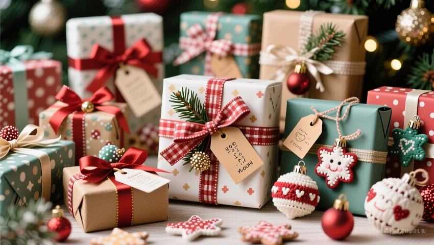 Verzameling van mooi versierde cadeaus.