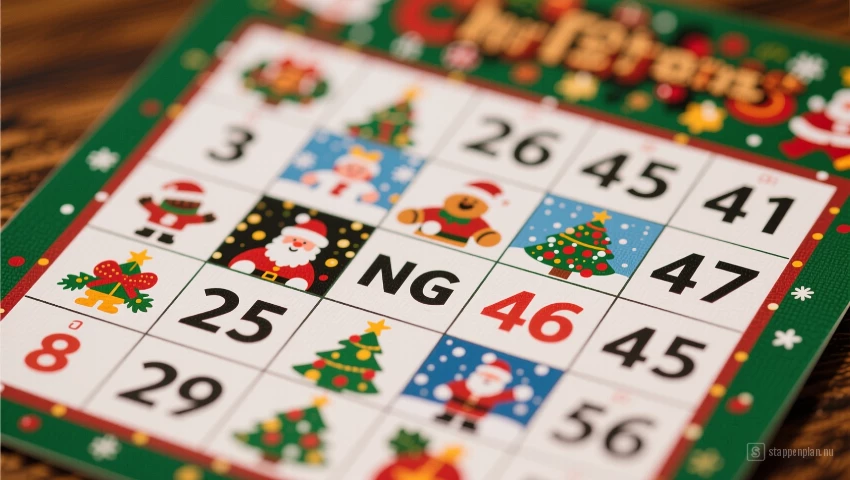 Kerstbingokaart met afbeeldingen.