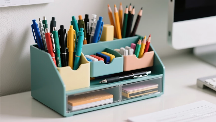 Netjes georganiseerde bureau organizer.