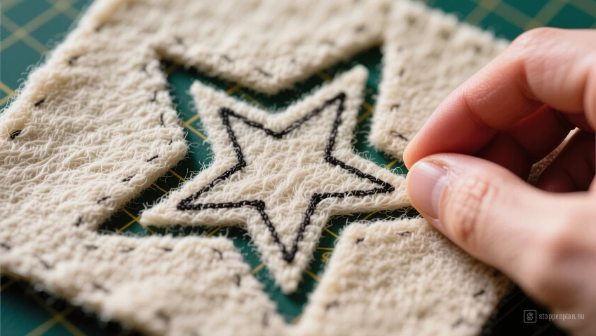 Vilt met handgetekend ontwerp van een ster.